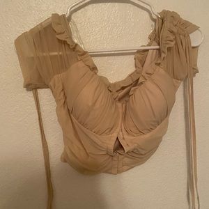 Cute button up puff sleeve corset top